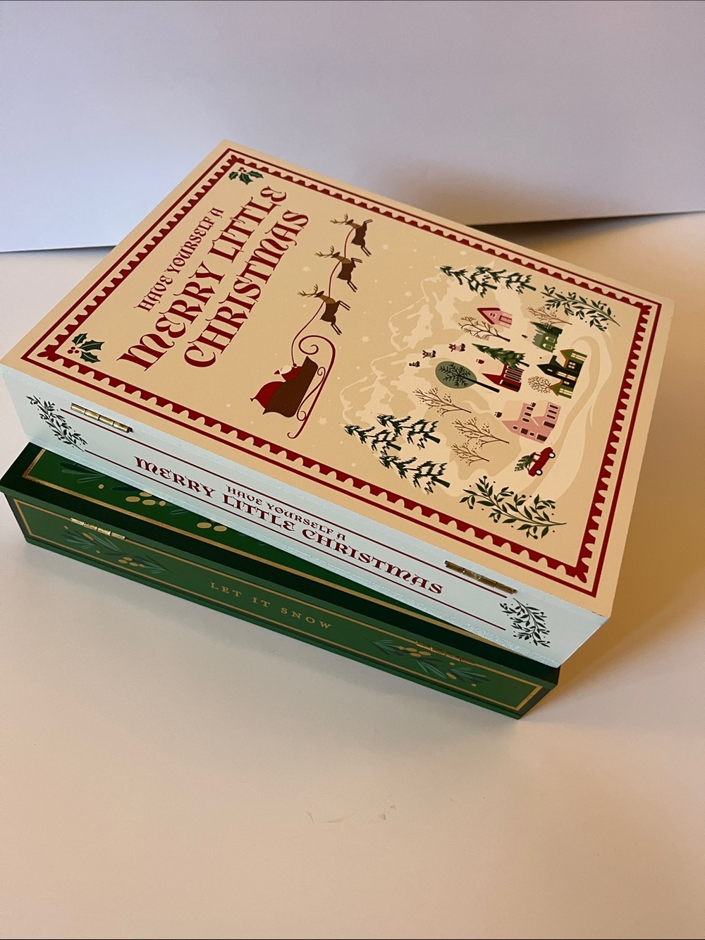 Target Bullseye Wooden Book Box Set Merry Little Christmas & Let It Snow